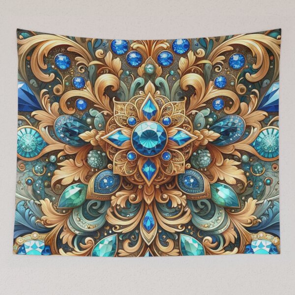 Item preview, Luxury Floral Chain Digital Art In Blue designed and sold by mymagicstoreus.