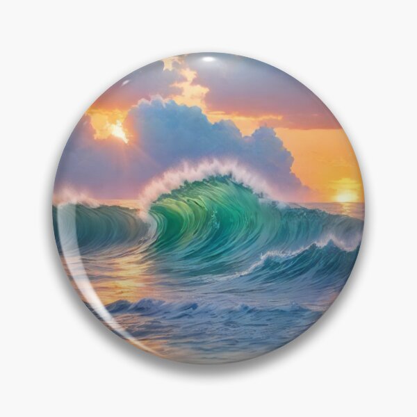 Item preview, Great wave and colorful ocean sunset 10 designed and sold by treatsntrinkets.