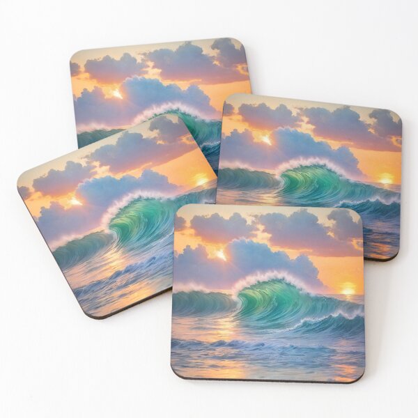 Item preview, Great wave and colorful ocean sunset 10 designed and sold by treatsntrinkets.