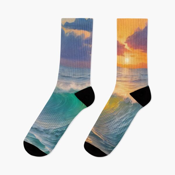 Item preview, Great wave and colorful ocean sunset 12 designed and sold by treatsntrinkets.