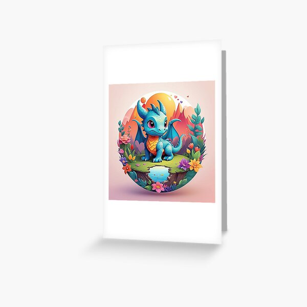 Item preview, Smiling Baby Dragon: Colorful floral paradise designed and sold by Minpadesign.