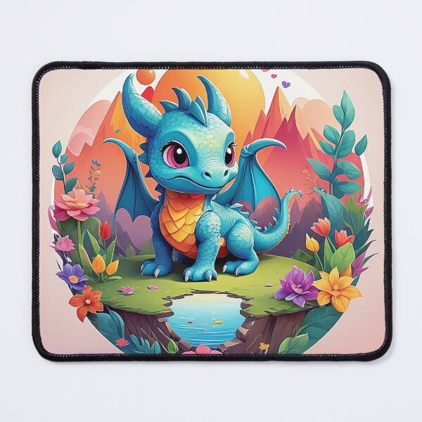 Item preview, Smiling Baby Dragon: Colorful floral paradise designed and sold by Minpadesign.