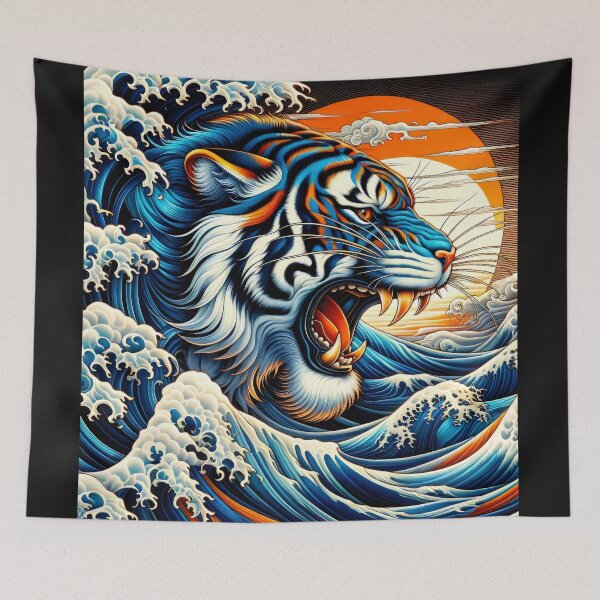 Item preview, Irezumi Tiger Great Waves designed and sold by Truck Stop One.