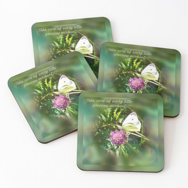 Item preview, White butterfly on a purple flower with text Take care of every little precious moment designed and sold by krispald.