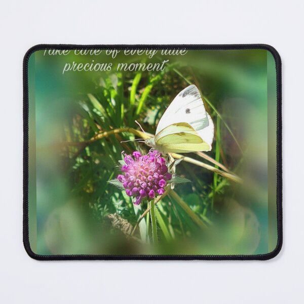 Item preview, White butterfly on a purple flower with text Take care of every little precious moment designed and sold by krispald.