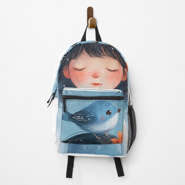 Item preview, Girl & Blue Bird - Aqua Palette designed and sold by fluidwatercolor.