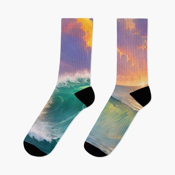 Item preview, Great wave and colorful ocean sunset 14 designed and sold by treatsntrinkets.