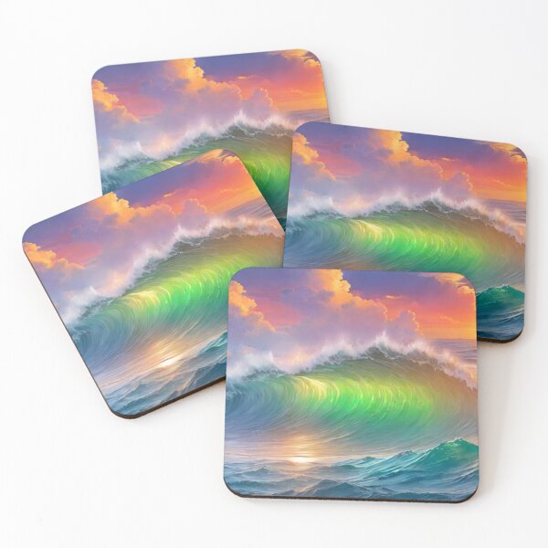 Item preview, Great wave and colorful ocean sunset 1 designed and sold by treatsntrinkets.