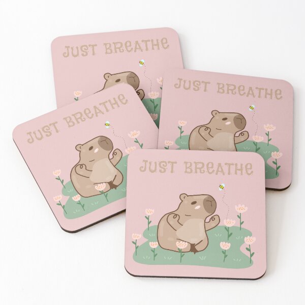 Item preview, Just breathe adorable meditation capybara illustration designed and sold by La Loca.