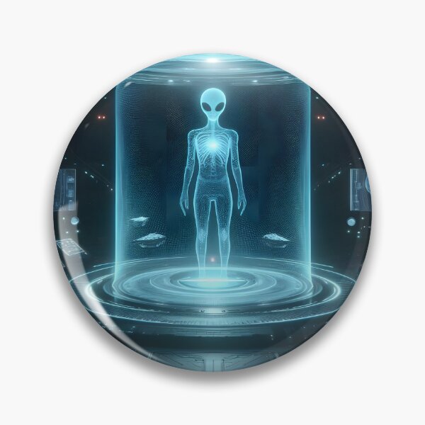 Item preview, Blue alien hologram inside UFO designed and sold by cyberheadscifi.
