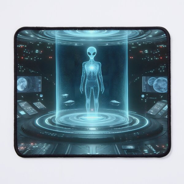 Item preview, Blue alien hologram inside UFO designed and sold by cyberheadscifi.