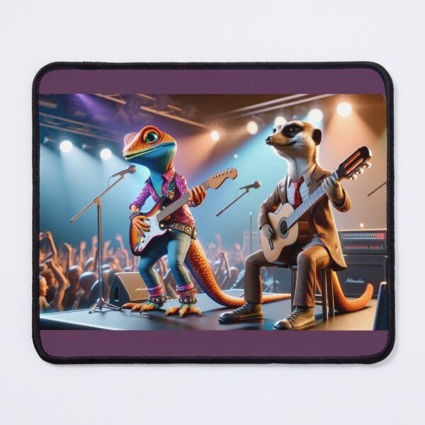 Item preview, Guitar Playing Funky Girl Lizard And Meerkat At Their Concert. designed and sold by clecticuk.