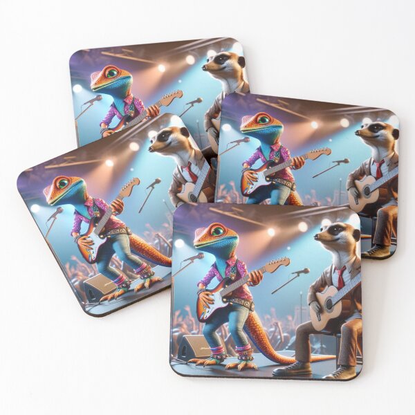 Item preview, Guitar Playing Funky Girl Lizard And Meerkat At Their Concert. designed and sold by clecticuk.