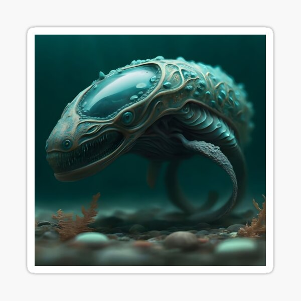 Item preview, Strange green alien sea monster designed and sold by cyberheadscifi.