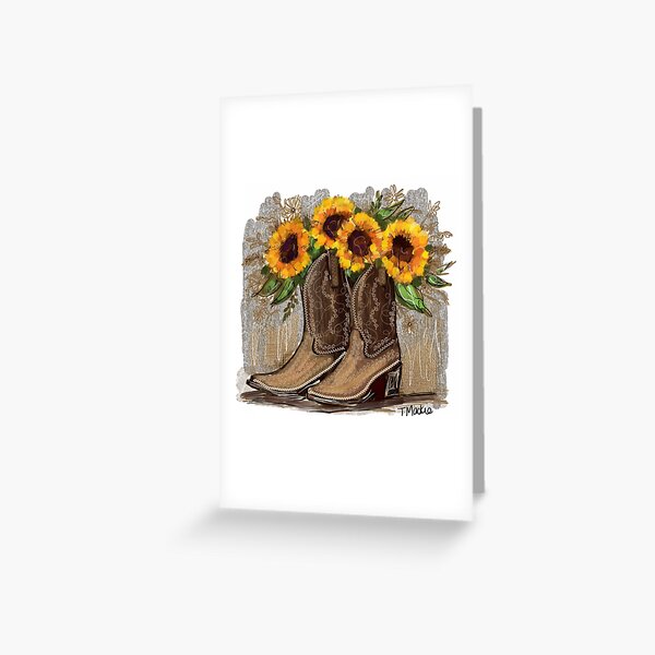 Item preview, Cowgirl Boots and Sunflowers designed and sold by TraceyMackieArt.