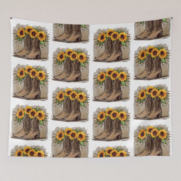 Item preview, Cowgirl Boots and Sunflowers designed and sold by TraceyMackieArt.