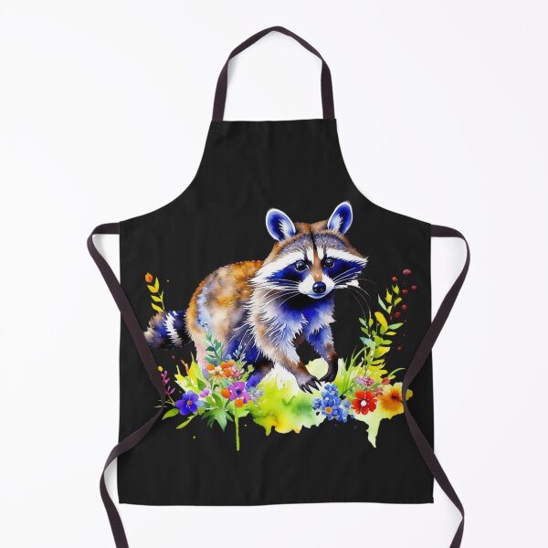 Item preview, Cute Adorable Raccoon Walking in Bright Flowers Watercolor Paint designed and sold by HippieFarms11.