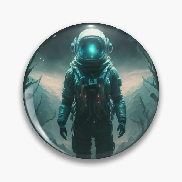 Artikelvorschau, Astronaut mit blauem Licht im außerirdischen Wald entworfen und verkauft von cyberheadscifi.