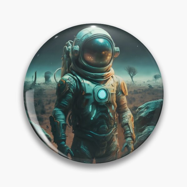 Artikelvorschau, Astronaut auf fremdem Planeten mit Mond entworfen und verkauft von cyberheadscifi.