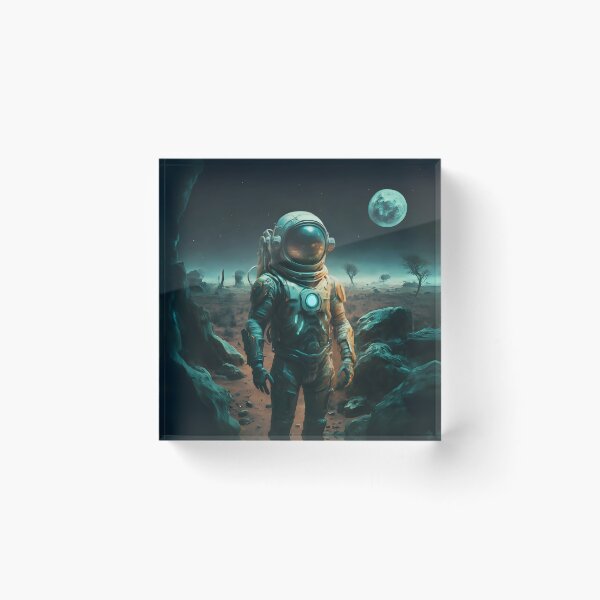 Artikelvorschau, Astronaut auf fremdem Planeten mit Mond entworfen und verkauft von cyberheadscifi.