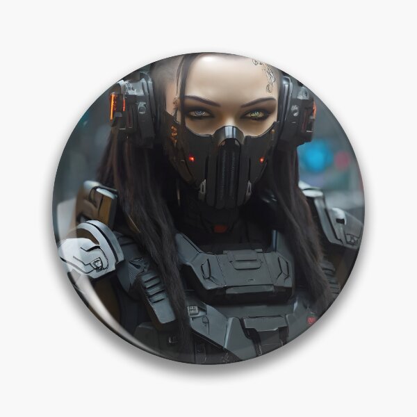 Item preview, Cyberpunk girl in future with mask and armor designed and sold by cyberheadscifi.