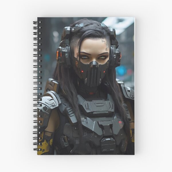 Item preview, Cyberpunk girl in future with mask and armor designed and sold by cyberheadscifi.