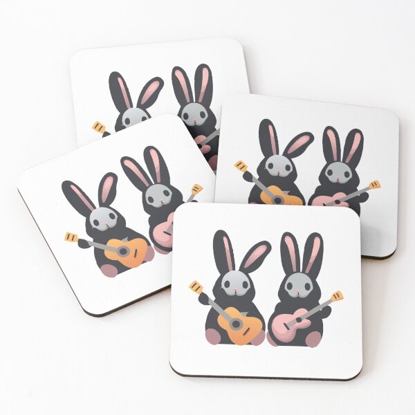 Item preview, Two ghosty rabbits with guitars designed and sold by cheekyfoxart.