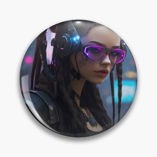 Item preview, Cyberpunk girl in future with purple glasses designed and sold by cyberheadscifi.