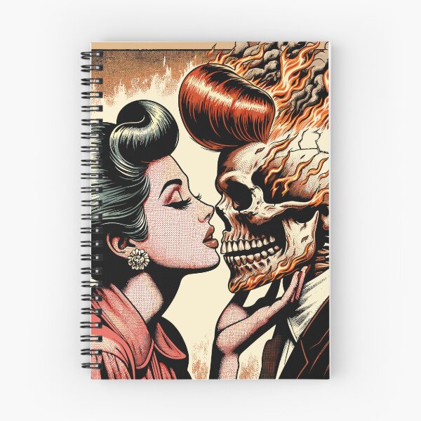 Item preview, Passion's Embrace: Woman Kissing a Flaming Skull designed and sold by Diegos-.