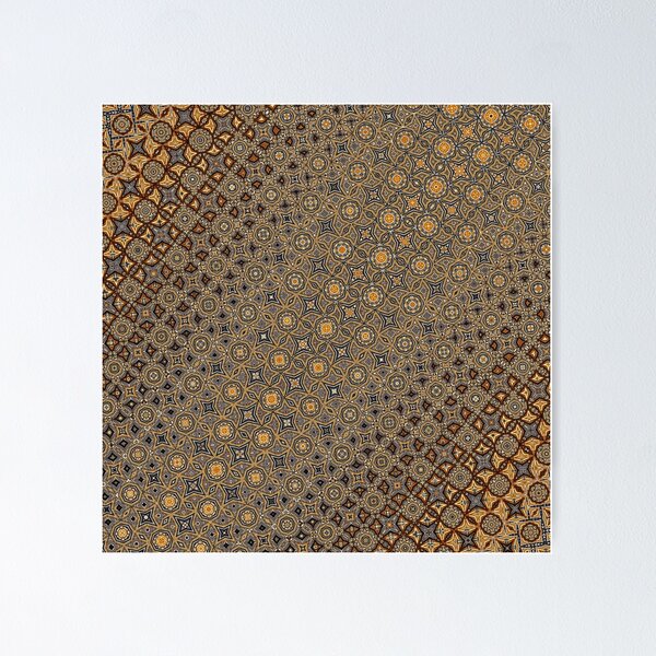 Item preview, Geometric Pattern Designer Fabric, Brown and Gold Material, Modern Textile, Abstract Quilting Type Pattern  designed and sold by abartisanstudio.