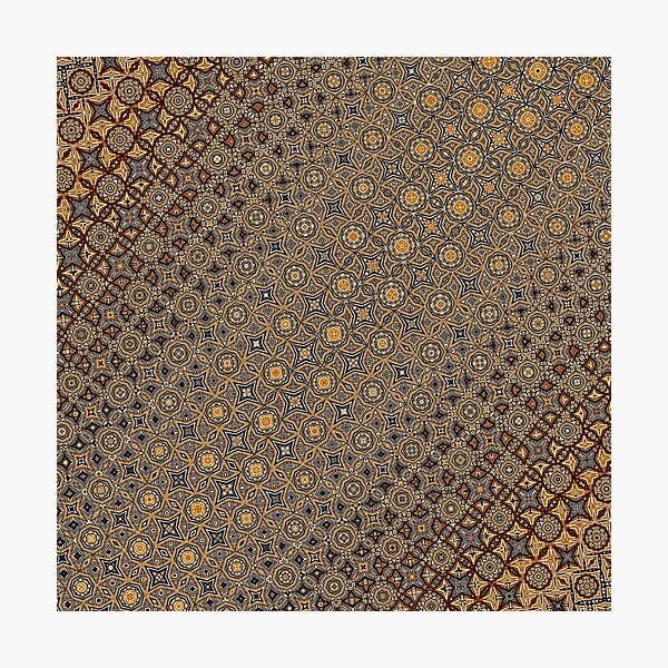 Item preview, Tela de diseñador de patrones geométricos, material marrón y dorado, textil moderno, patrón de tipo acolchado abstracto designed and sold by abartisanstudio.