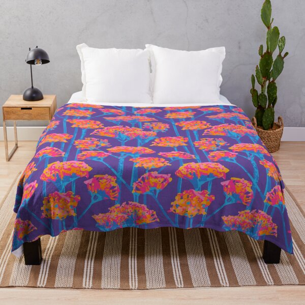 Item preview, SUNSHINE-Y Abstract Floral Summer Bright Botanical - Fuchsia Pink Orange Blue on Purple - UnBlink Studio by Jackie Tahara designed and sold by Jackie Tahara of UnBlink Studio.