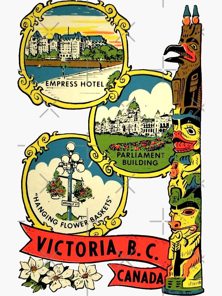 "Victoria BC Vintage Travel Decal" Sticker for Sale by hilda74 Redbubble