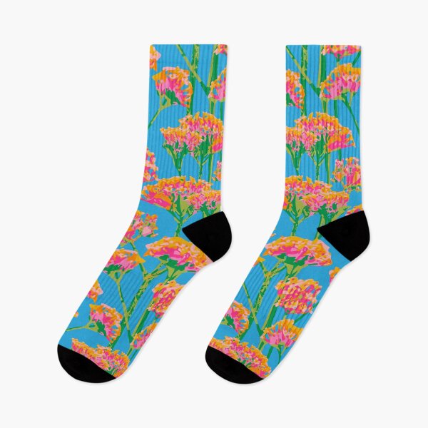 Item preview, SUNSHINE-Y Abstract Floral Summer Bright Botanical - Fuchsia Pink Green Orange on Sky Blue - UnBlink Studio by Jackie Tahara designed and sold by Jackie Tahara of UnBlink Studio.