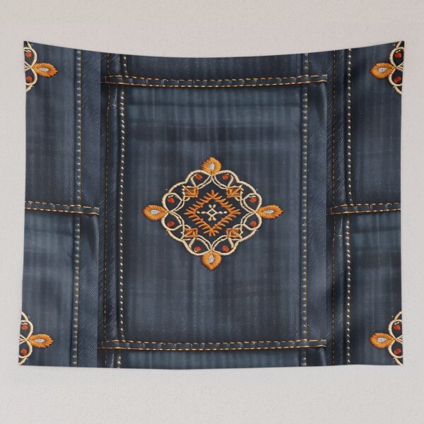 Item preview, Jeans clothes, orange embroidered jeans 6 designed and sold by Kader101.