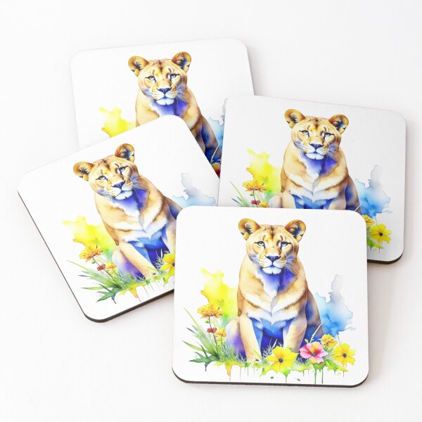 Item preview, Drip Paint Flowers and Mountain Lion Portrait in Watercolors designed and sold by HippieFarms11.