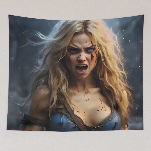 Item preview, Fierce Scream: Photorealistic Barbarian Maiden designed and sold by WAUZ.