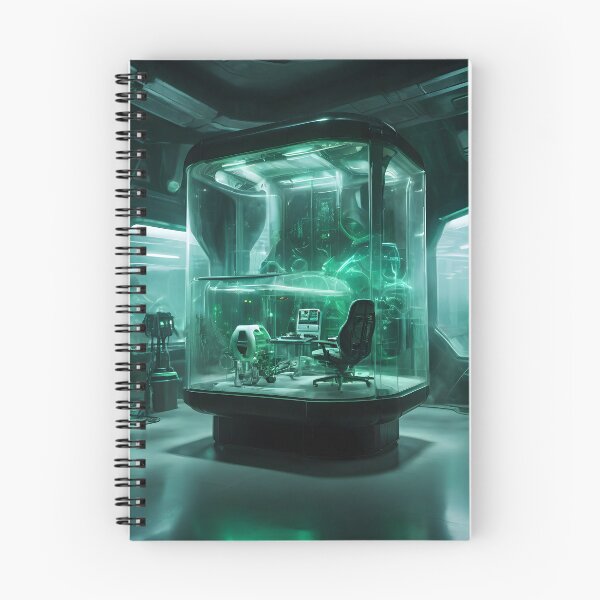 Item preview, Futuristic green science lab with glass chamber designed and sold by cyberheadscifi.