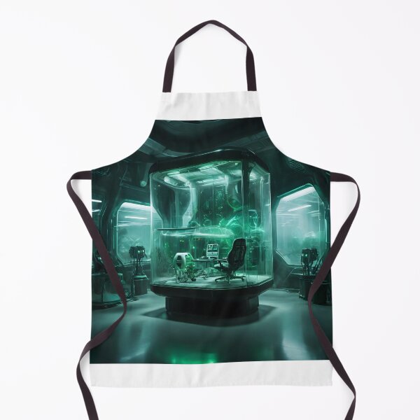 Item preview, Futuristic green science lab with glass chamber designed and sold by cyberheadscifi.