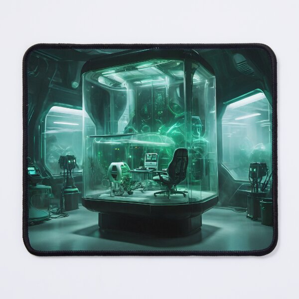 Item preview, Futuristic green science lab with glass chamber designed and sold by cyberheadscifi.