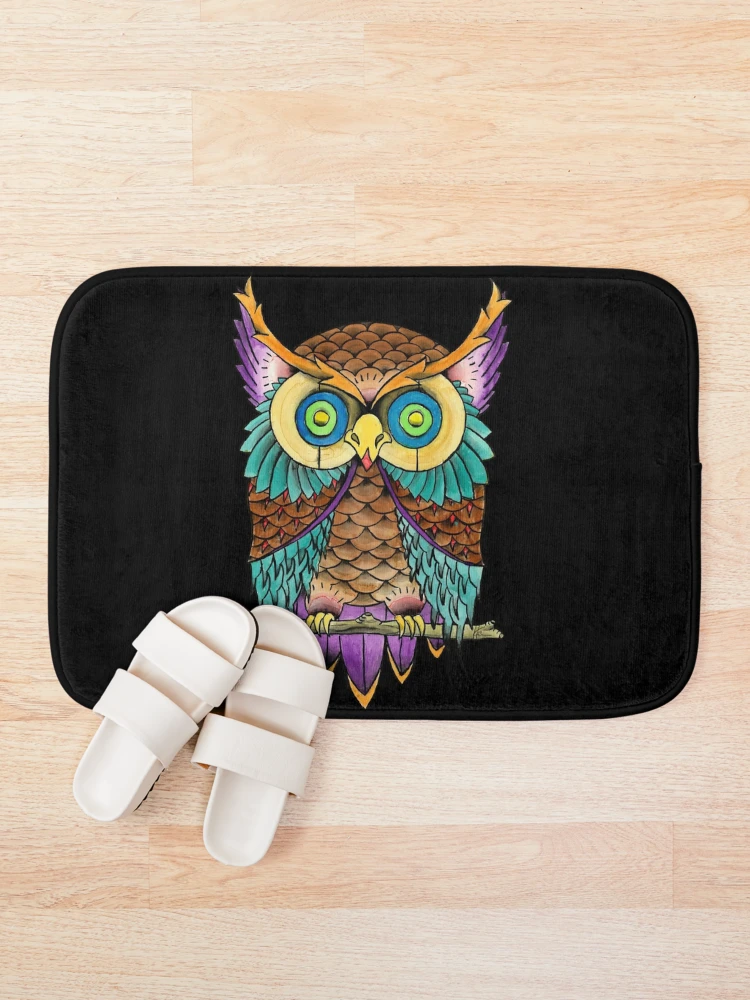Thumbnail 1 of 6, Bath Mat, OWL designed and sold by ARTopher.