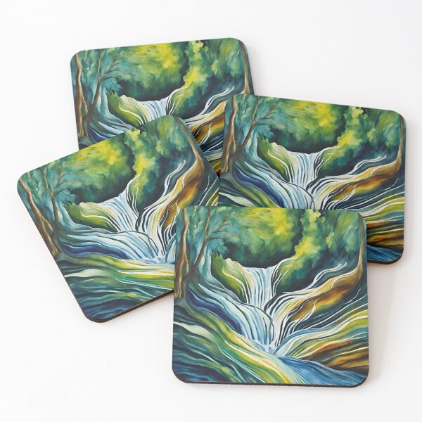 Item preview, Waterfall is flowing in jungle. Nature abstract designed and sold by Modern-Tropical.