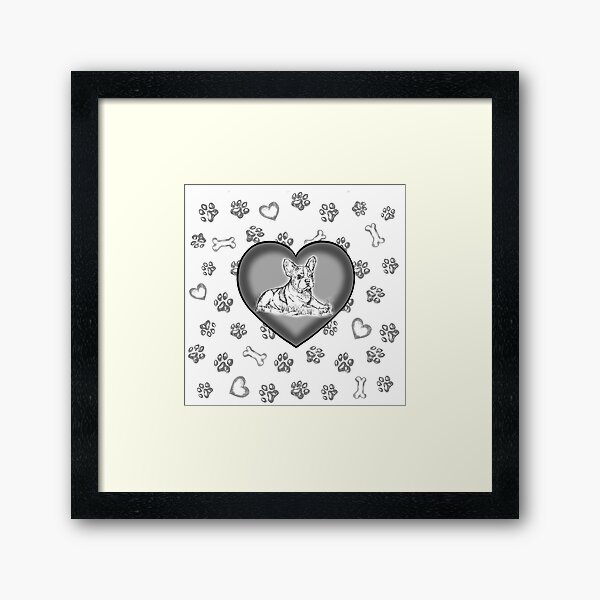 Item preview, I ❤️ French Bulldogs black, gray and white designed and sold by Sharilea.