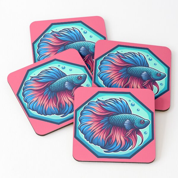Item preview, Betta Cartoon Illustration Style betta Blue Red Fighting Fish designed and sold by CoffeeIsATrip.