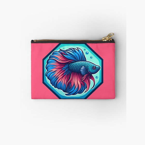 Item preview, Betta Cartoon Illustration Style betta Blue Red Fighting Fish designed and sold by CoffeeIsATrip.