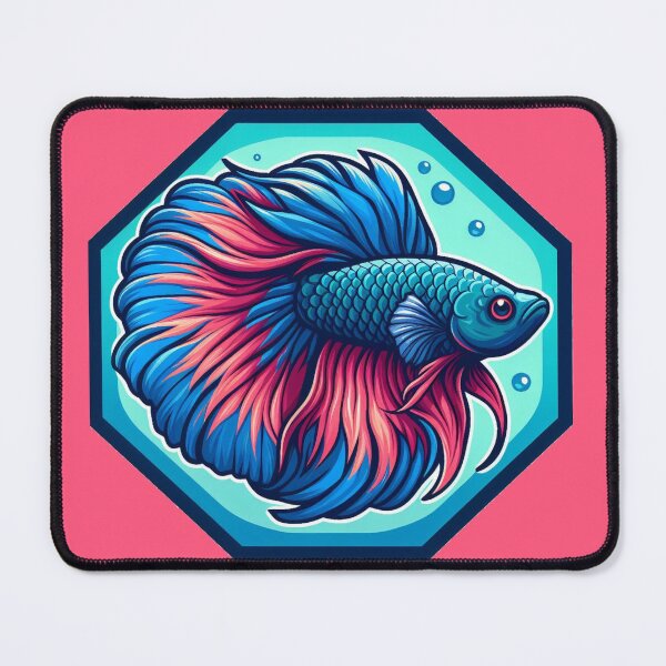 Item preview, Betta Cartoon Illustration Style betta Blue Red Fighting Fish designed and sold by CoffeeIsATrip.