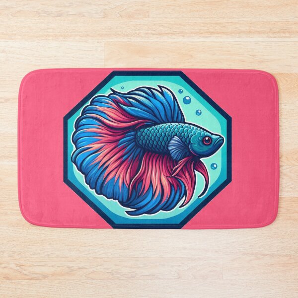Item preview, Betta Cartoon Illustration Style betta Blue Red Fighting Fish designed and sold by CoffeeIsATrip.