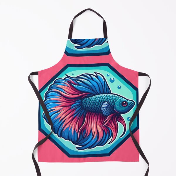 Item preview, Betta Cartoon Illustration Style betta Blue Red Fighting Fish designed and sold by CoffeeIsATrip.