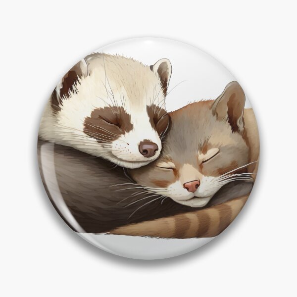Item preview, Furry Friends Forever: Ferret and Cat Sleeping Together designed and sold by anderlee.