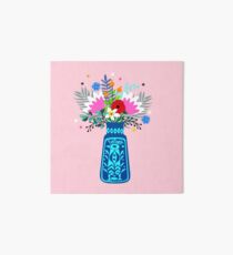 Blue Midcentury vase with flowers Art Board Print